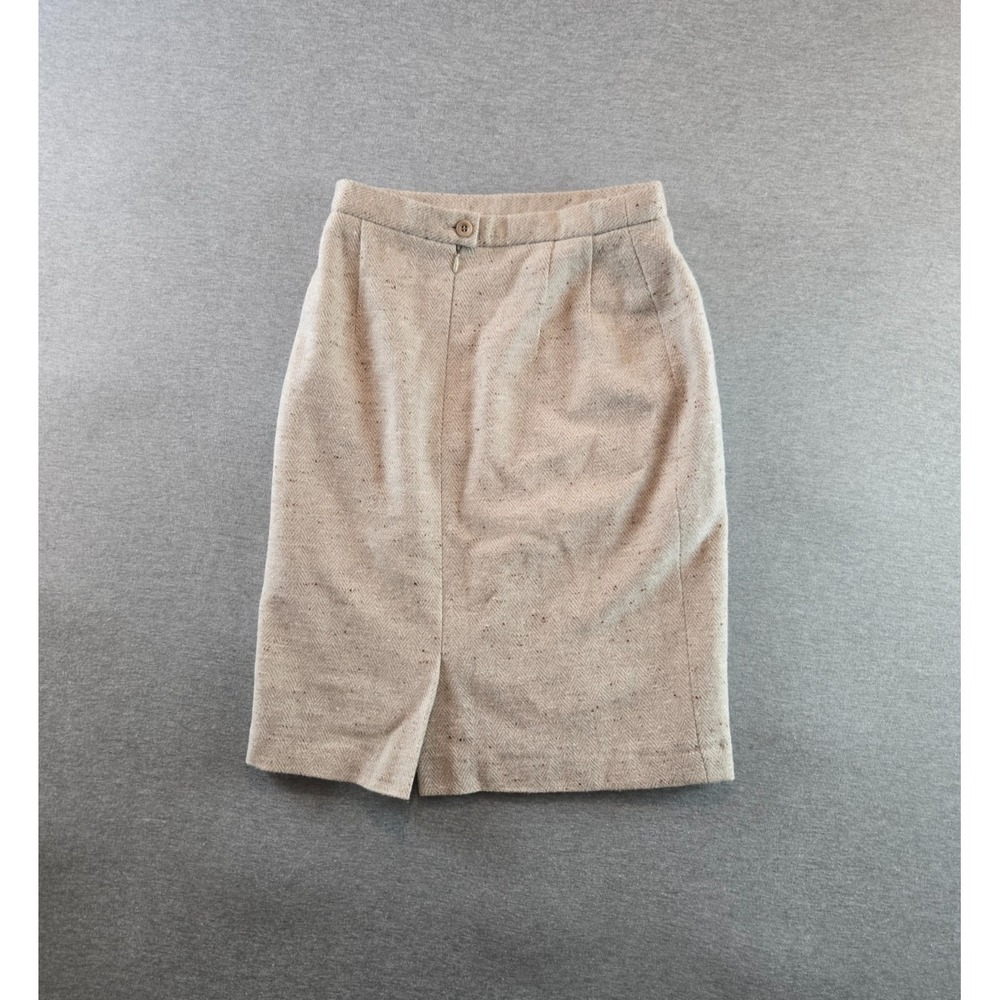 Vtg Escada by Margaretha Ley‎ Mini Skirt Womens 34/4 Beige Pencil Wool Cashmere - Picture 2 of 12